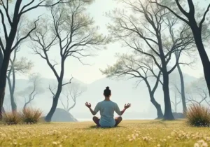 Person practicing mindfulness outdoors