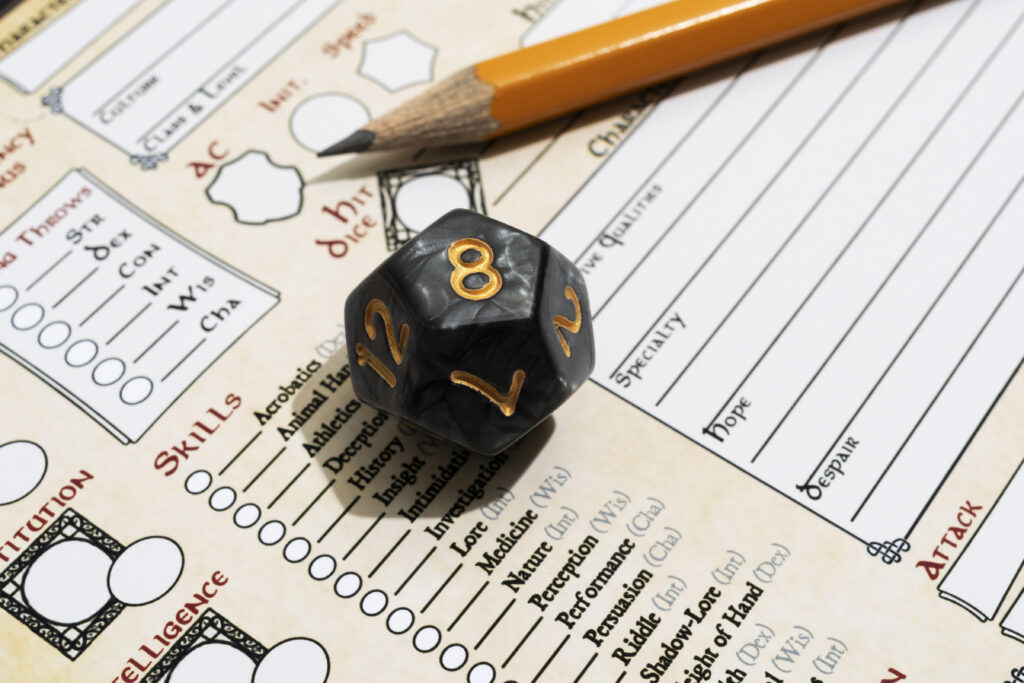 Character sheet for a role-playing game